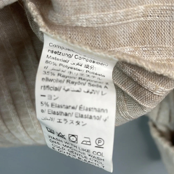 SHEIN Wide Ribbed Fuzzy Sweater Oatmeal Scoop Neck Cuffed Long Sleeve Stretch  M - Picture 9 of 11